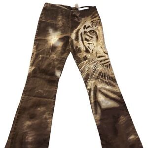RARE Insane Vintage Y2K 90s Glitter Tiger Print Club Graphic Pants